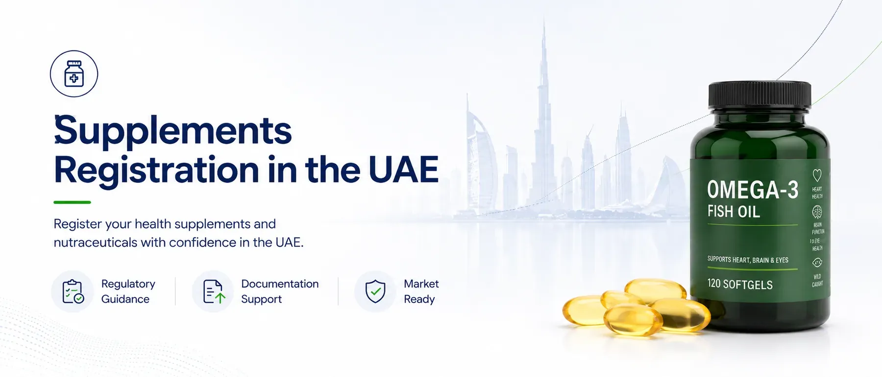 Supplements Registration in the UAE, register your health supplements and nutraceuticals with confidence. Regulatory Guidance · Documentation Support · Market Ready.
